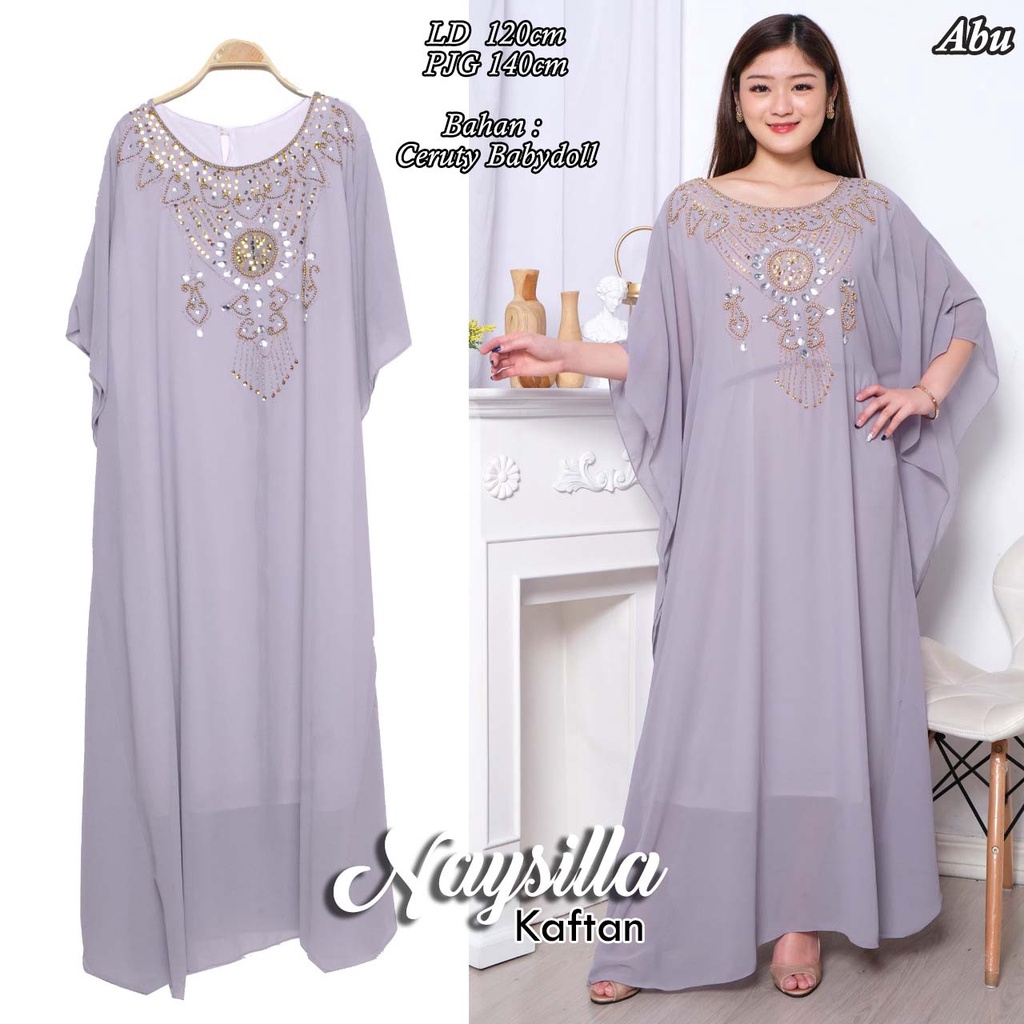 Arnis Naysilla Kaftan Payet Mewah Jumbo Bahan Ceruty