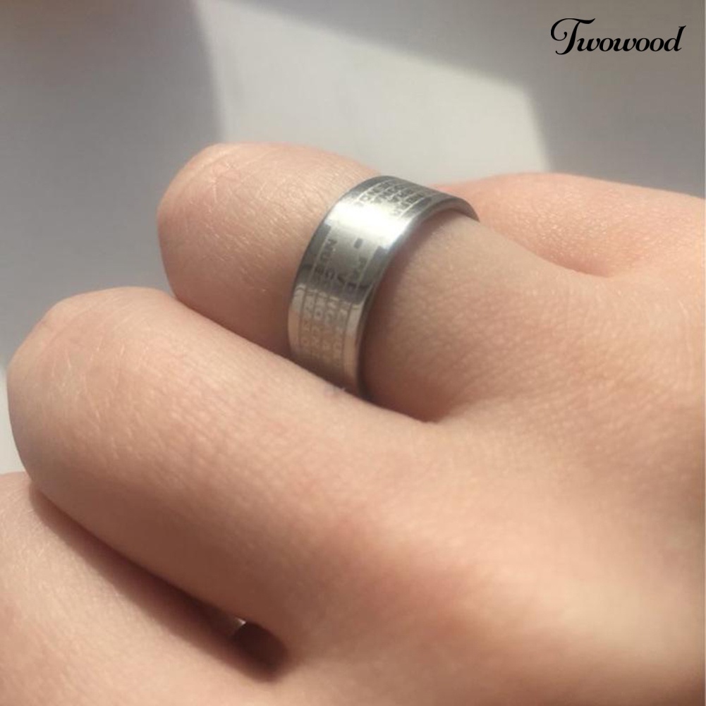 Cincin Bahan Titanium Steel Motif Tulisan Alkitab Untuk Pasangan