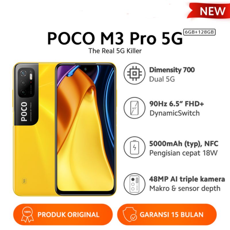 xiaomi poco M3 & M3 PRO 5G garansi resmi imei terdaftar-Kuning pro 5g