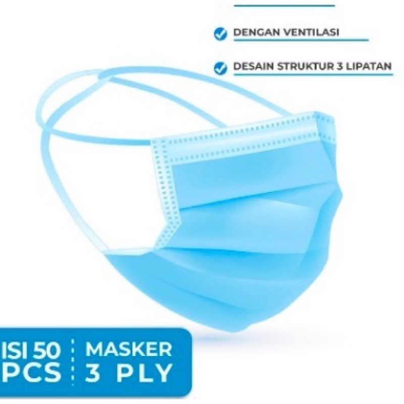 MASKER HIJAB 3 PLY NON MEDIS 1 BOX ISI 50PCS HEADLOOP ( HIJAB )