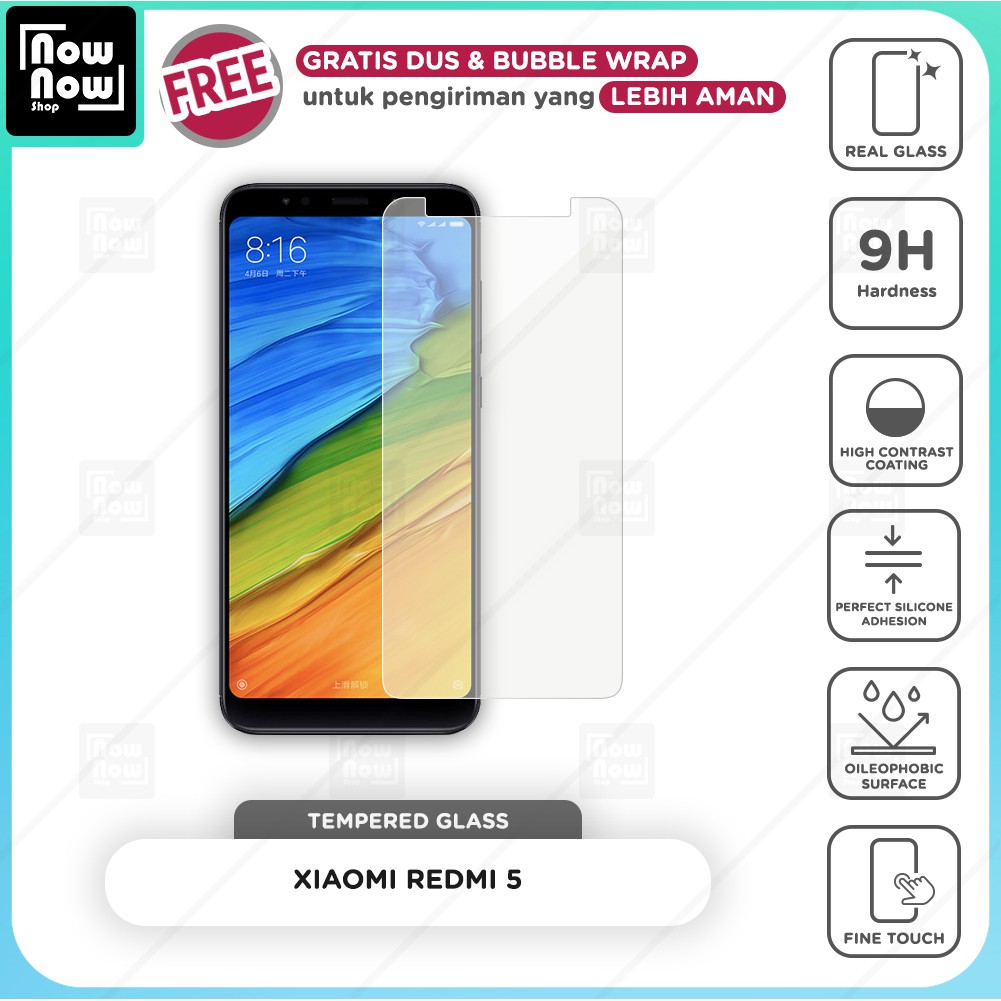 Tempered Glass Anti Gores Xiaomi Redmi 5 Screen Guard Protector 9H Kaca Temperglass