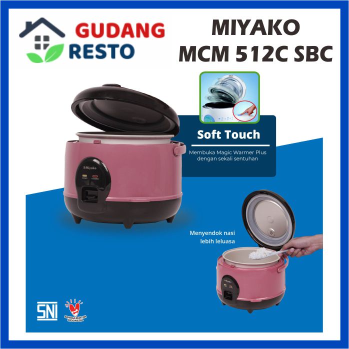 MIYAKO MCM 512C SBC / 512 C SBC / 512 SBC / 512SBC MAGIC COM RICE COOKER PENANAK NASI 1,2 L / 1.2 LITER FUNGSI 3 IN 1