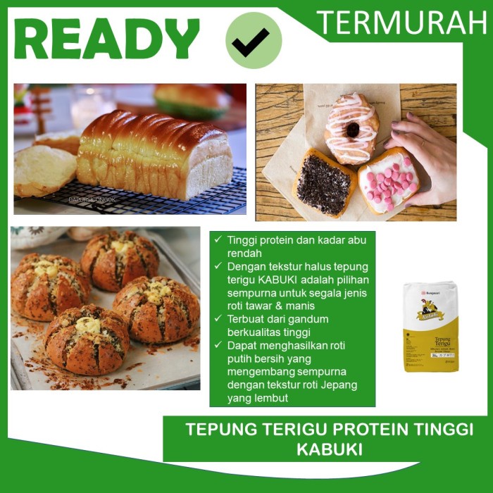 

hbt204tt Tepung Terigu Protein Tinggi Kabuki Gold Repack 1Kg Da01D100