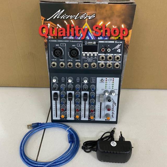 Mixer 4 Channel Microverb Best-4 Support pc usb Bluetooth Baru