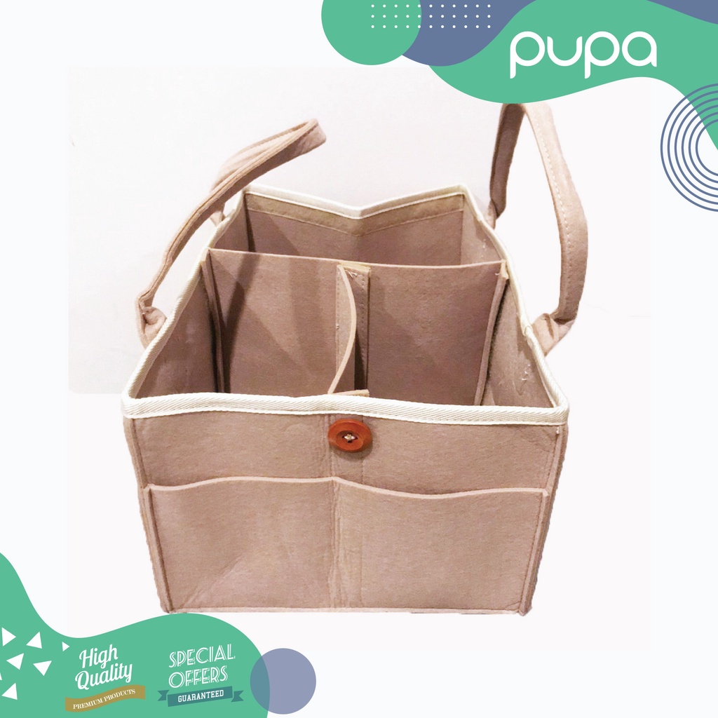 CADDY BAG BAYI + TUTUP / FELT DIAPER CADDY BAG / TAS BAYI BABY PENUTUP Caddy Bag Baby Tas Bayi Multifungsi Portable / Tas Diaper Bayi / PUPA