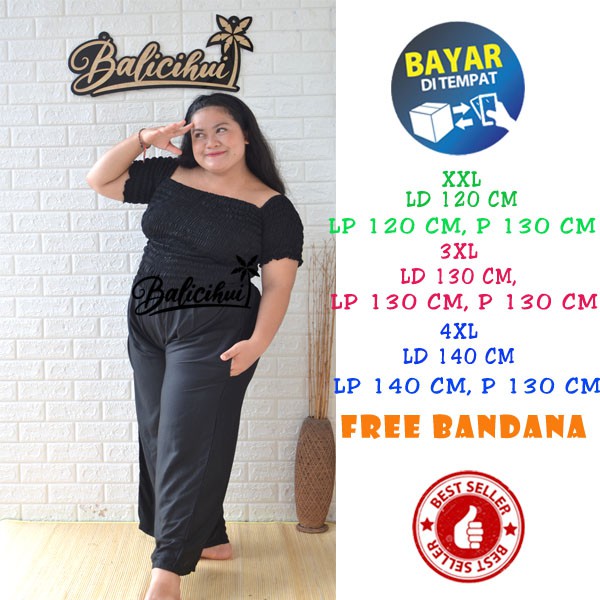 Balicihui Jumpsuit Sabrina Jumbo Big Size Plus Size Jamsut Jamsuit Panjang Wanita