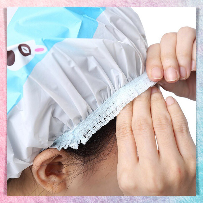 Shower Cap Karakter Topi Keramas Penutup Rambut Anak Dewasa Bahan Plastik PVC