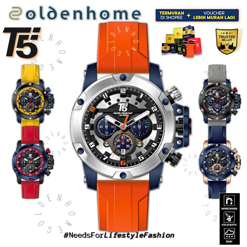 JAM PRIA T5 ORIGINAL 100% 3913 H3913 H3913G CHRONOGRAPH WATERPROOF 3ATM BERGARANSI FREE BOX+PAPERBAG