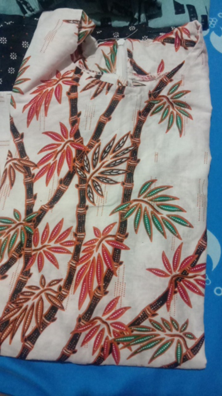 Batik Couple Keluarga Sania Ruffle Ori Ndoro Jowi Dnt Motif Bambu Putih