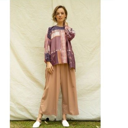 Ria Miranda X Cottonink Prana Collection Maroon Printed Tamou Size S/M