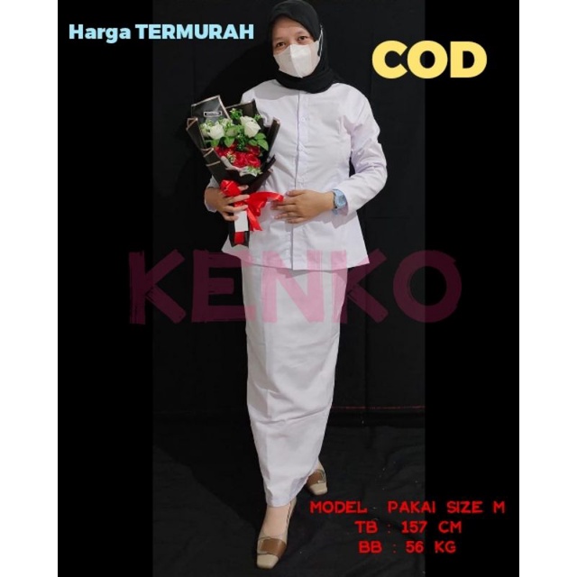 Setelan Rok Sepan Perawat Putih, Seragam Bidan Putih Dinas Rok Span Bahan American DrillPremium Impo