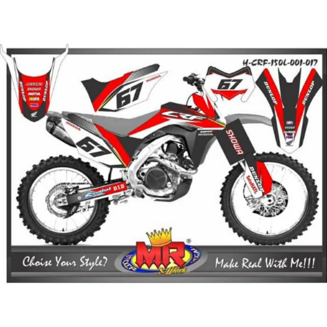 Decal Premium Honda CRF 150 L merah putih Stiker Sticker striping CRF 150L premium elegan 04 spec A