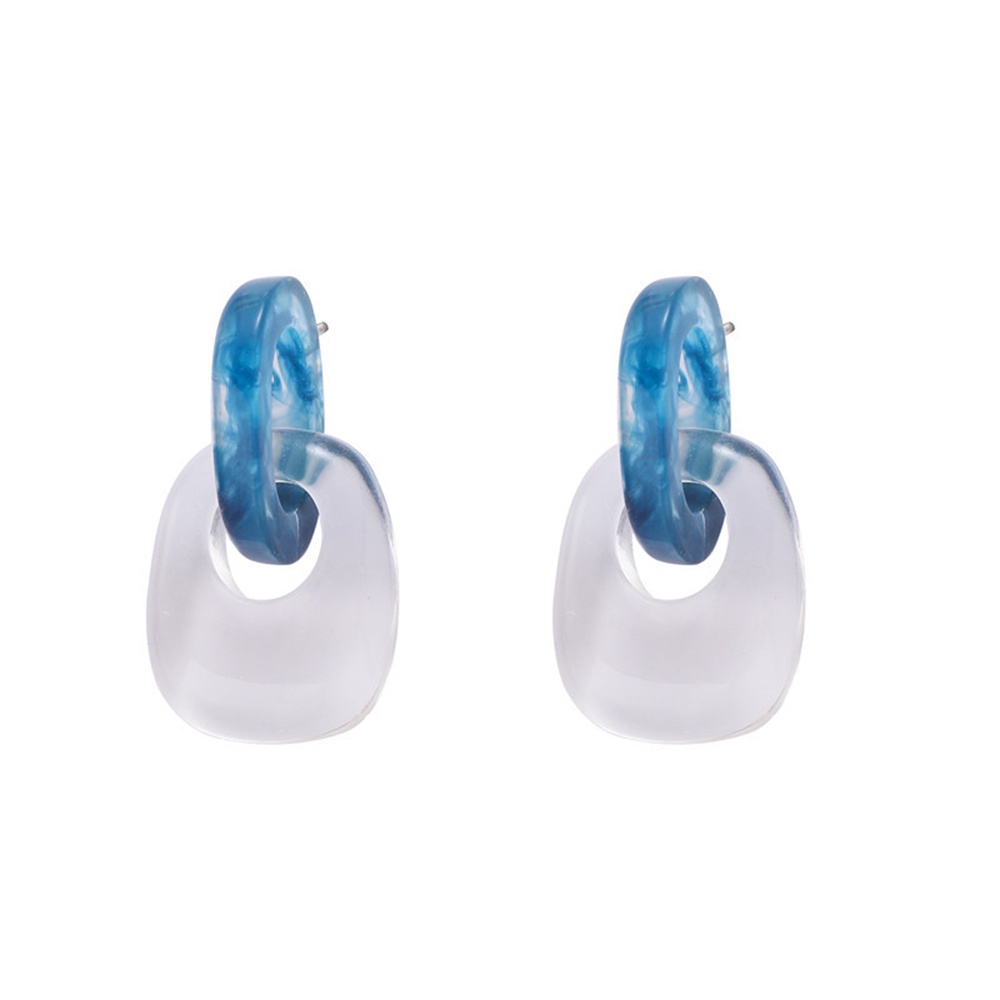【COD Tangding】Anting Bentuk Geometris Warna Biru Kontras Gaya Korea Untuk Aksesoris Perhiasan