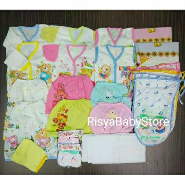 Paket Baju Bayi Baru Lahir | Lengkap Newborn Celana Popok Gurita Bedong Sarung Tangan Kaki Washlap