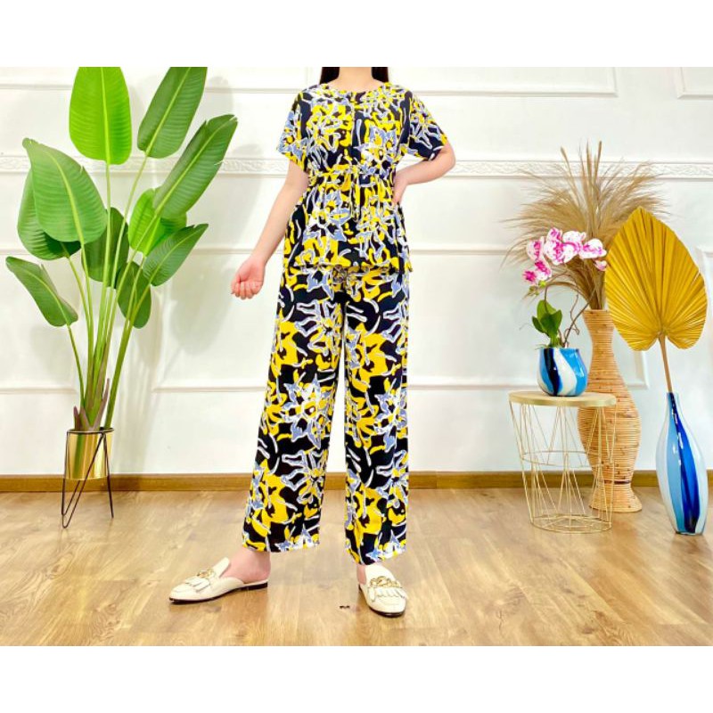 SETELAN CELANA PANJANG KENCANA UNGU / PIYAMA CELANA PANJANG / SETELAN KENCANA UNGU