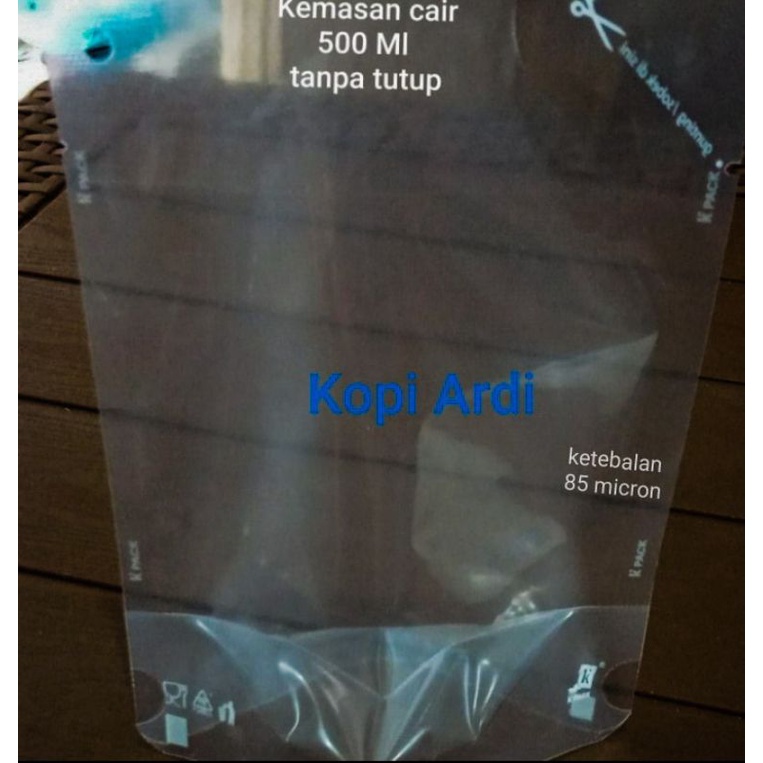 

plastik stand up pouch warna bening .