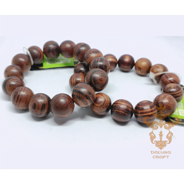 Gelang Kayu Gaharu Zebra Merah Kalimantan 15mm