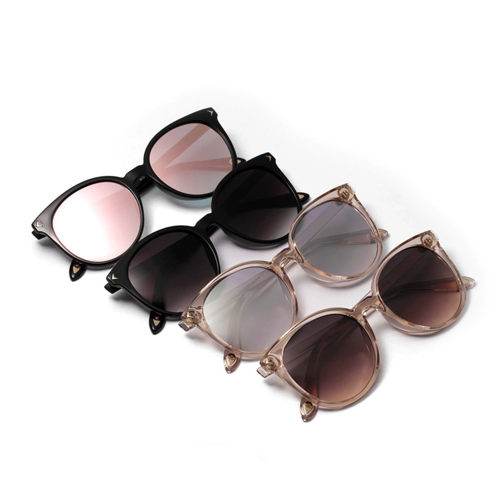 YOOSKE 90s Round Sunglasses Women Elegant Cat Eyes Sun glasses Ladies Vintage Black Coffee Color