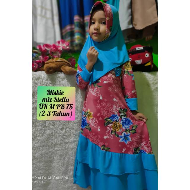 Gamis anak Misbie motif Bunga 2-3 Tahun