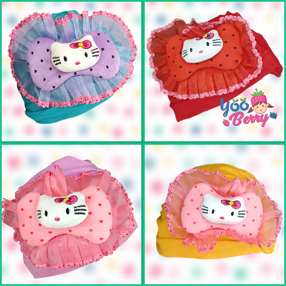 Berry Mart Turban Kaos Bayi Anak Muslim Topi Fashion Bayi Lucu Karakter Kitty Berry Mart