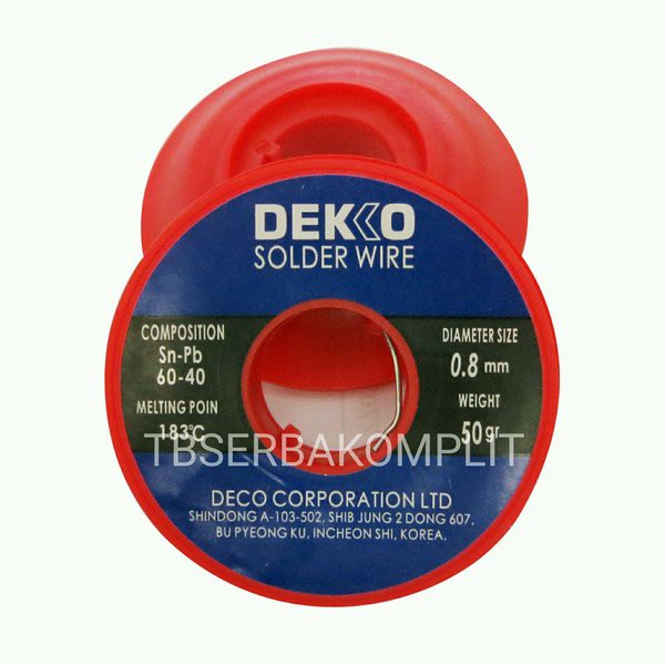 Timah Solder 0.8mm / 0.6mm / 0.3mm Soldering Wire Tin 0.8 mm 50 gram  / 200 gram dekko korea Solderi