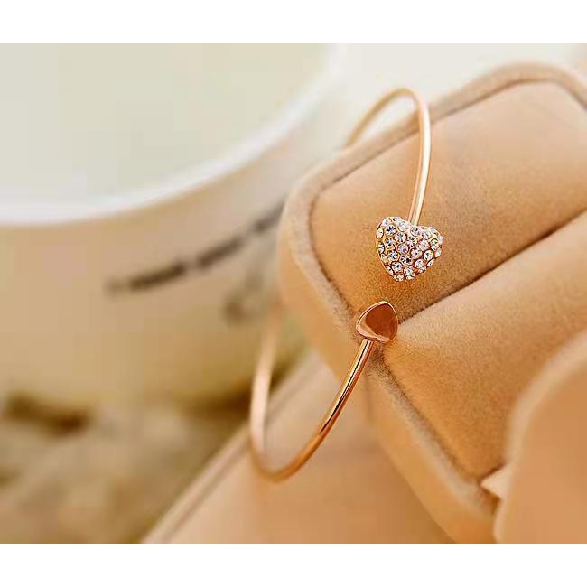 Korean version full diamond heart-shaped love opening gold-plated braceletSZ-001