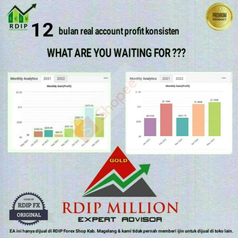 Robot Forex EA RDIP Million - Gold Version (Paket Lock Nama Akun)