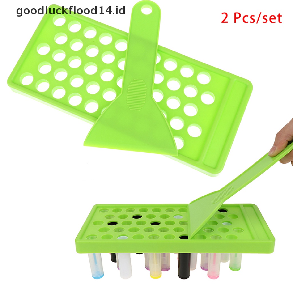 [OOID] 2Pc/Set Diy Lip Balm Lip Gloss Crafting Kit Wax Pouring Tray Spatula Scraper Set ID