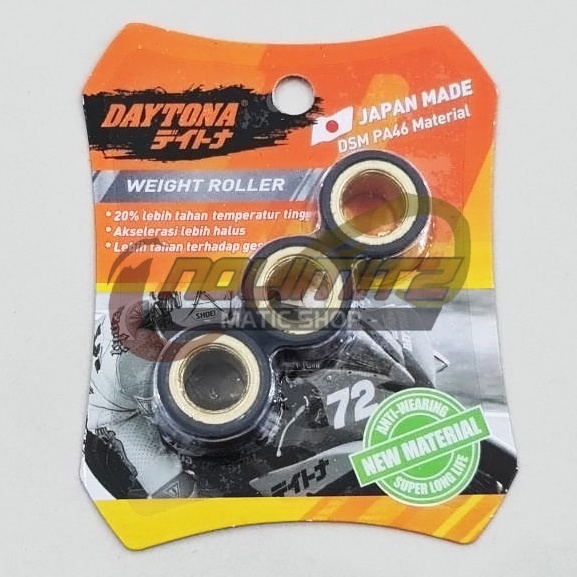 Roller Daytona Racing Japan Black Teflon 8gr NMAX Aerox 155 Lexi Xeon Mio M3 GT Fino Fazzio