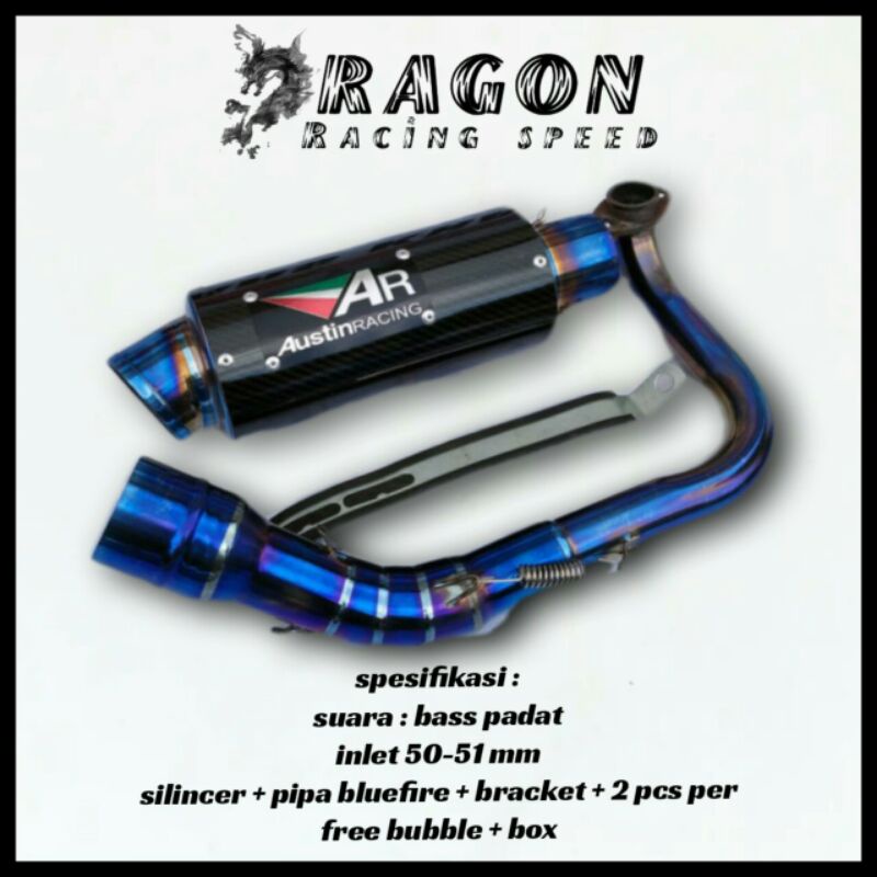 KNALPOT  AUSTIN RACING ALL MOTOR MATIC FULLSYSTEM LEHER/HEADER BLUEMOON BEAT SCOOPY LEXY GENIO SPACY