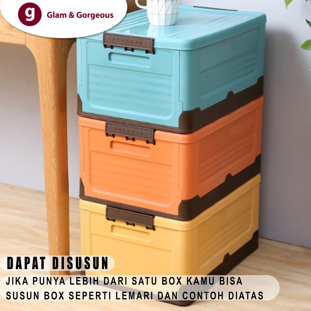 Kotak Penyimpanan Plastik Box Container Lipat Serbaguna Portable Storage Organizer Box Container BC