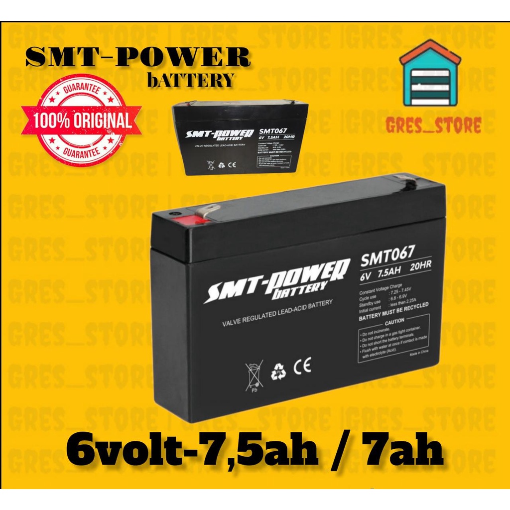 baterai VRLA AKI MOBIL MAINAN motor mainan mobil2an battery 6VOLT 7,5AH 6v 7AH original bergaransi S
