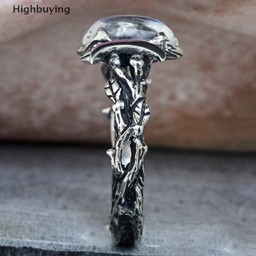 Hbid Cincin Batu Bulan Alami Gaya Vintage Bohemian Untuk Wanita