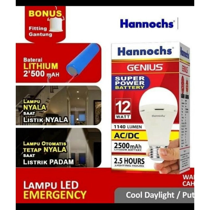 Jual Lampu Led Hannoch Emergency W Genius Shopee Indonesia