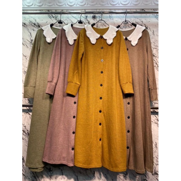 MIUDIS Midi Dress Knit Kerah Korea Fit to XXL