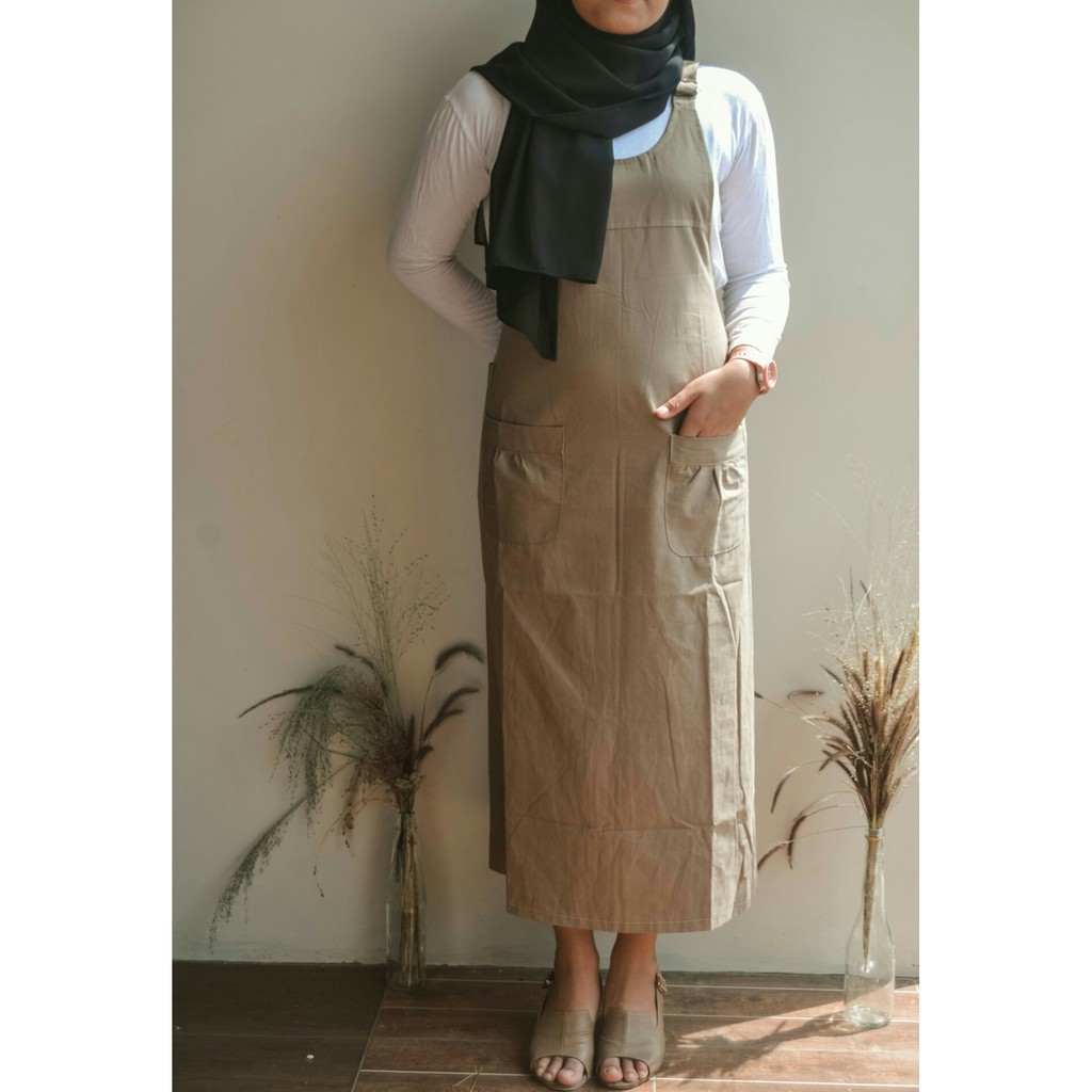 overall  rok panjang7/8 katun canvas polos