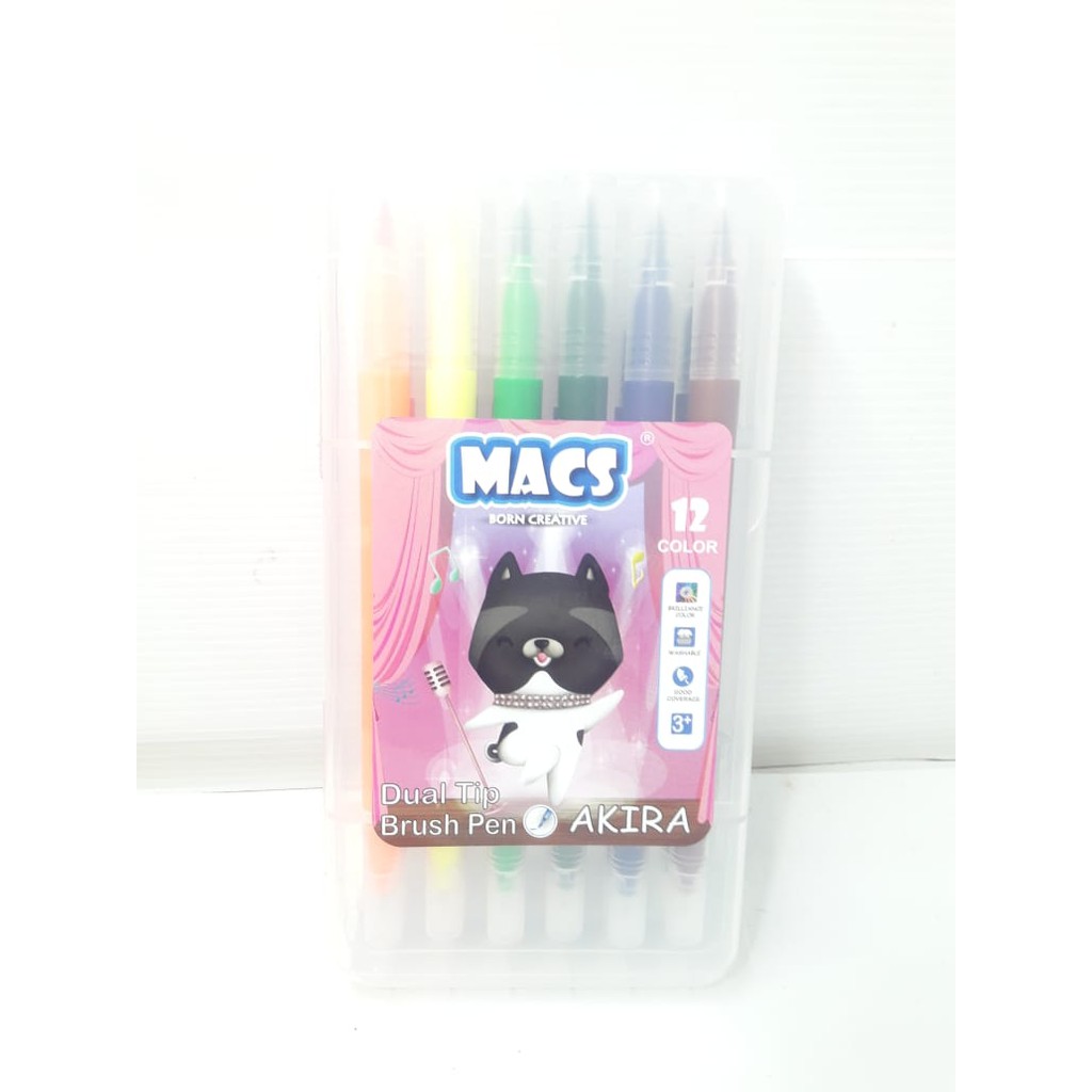 

Macs Dual Tip Brush Pen Marker 12 Warna