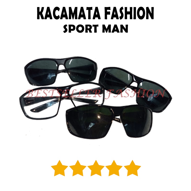 Kacamata Fashion Model Sporty Kacamata berkendara Anti UV Lensa Hitam Transparan Kacamata Outdoor Kacamata Olahraga Unisex