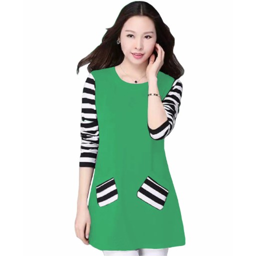 Fifi FASHION Blus Lengan Panjang Wanita Gaya Korea Kombinasi Salur - Audrey