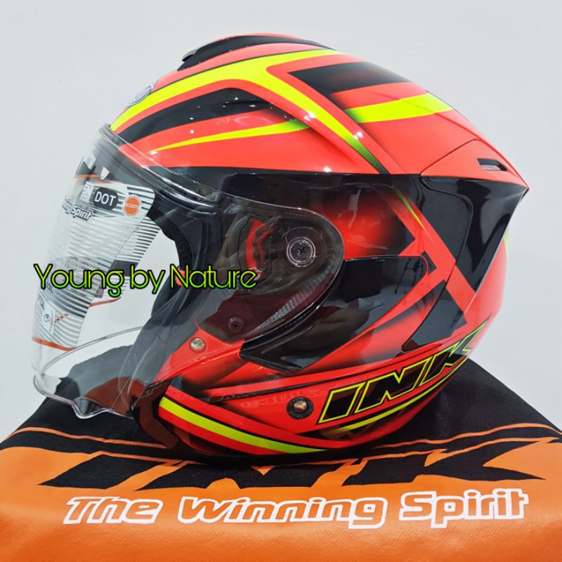 Helm Half Face INK Dynamic #1 Red Yellow Fluo