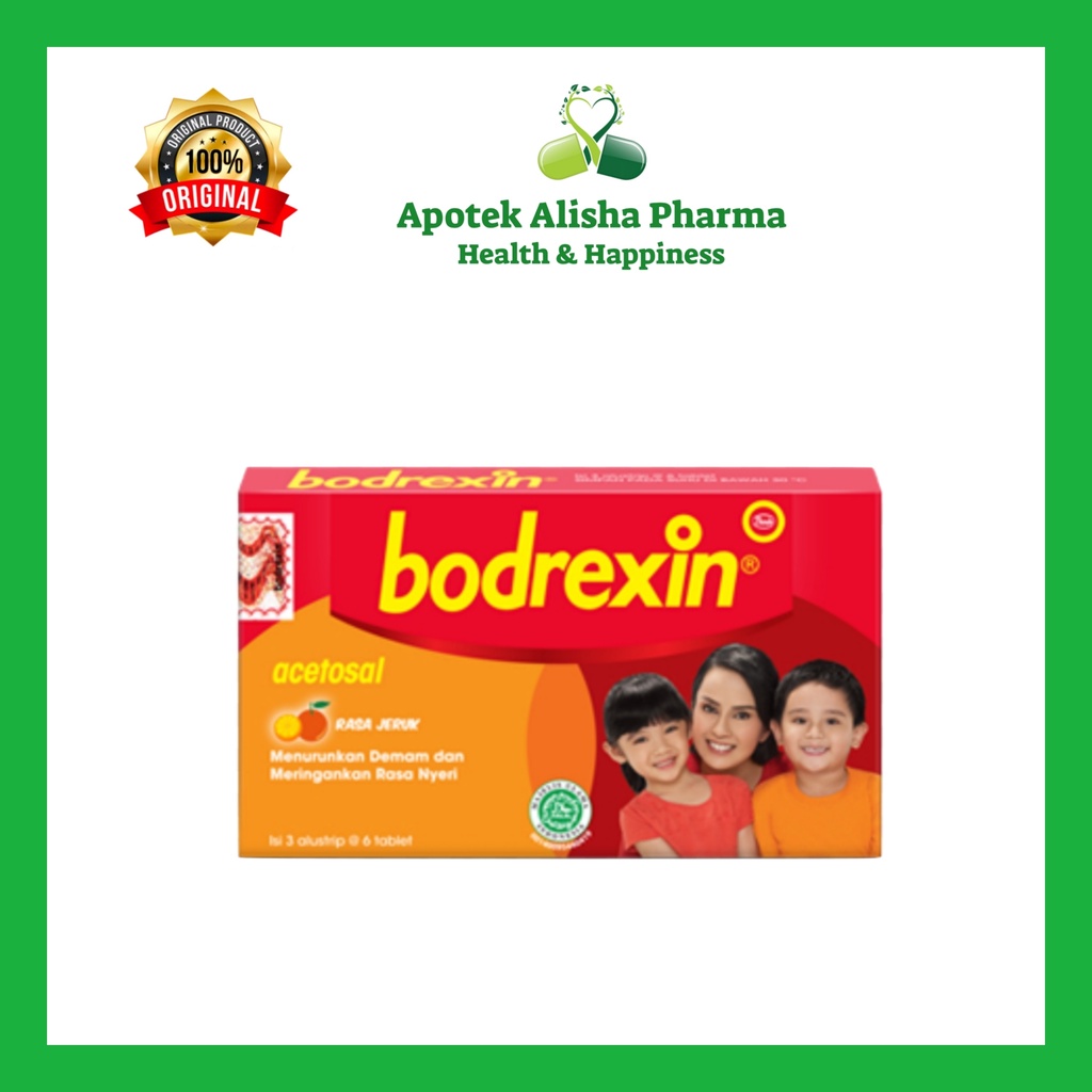 Bodrexin Tablet (Box 16tablet) - Bodreksin Tablet Obat Penurun Panas/Demam Anak Rasa Jeruk