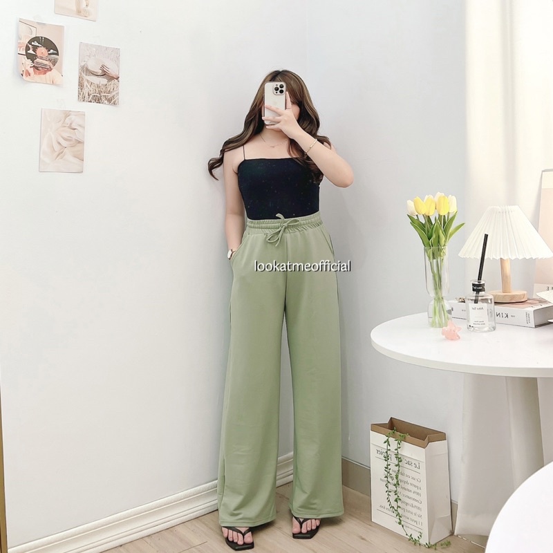 lookatmeofficial • Jolie Pants Cullote - Celana Kulot Babyterry - Celana Highwaist Panjang Kasual