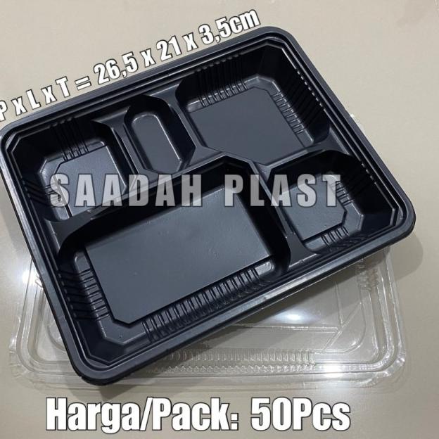 ❆ (ISI 50) Mika Bento 5 Sekat Besar / Tray Bento / Box Nasi Kotak Makan ☝