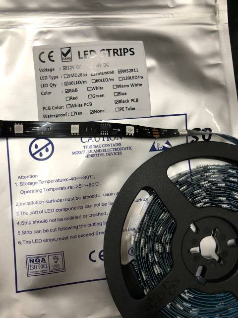 led ws 2811 dc 12v black pcb 150led / 1roll panjang 5meter