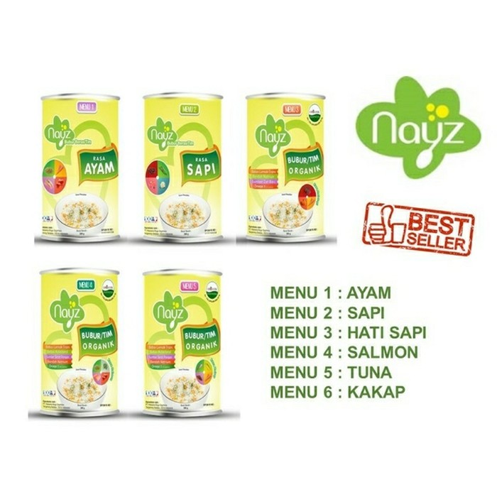 Nayz Bubur Organik Kaleng 300 gram - Sapi Sereal Bubur Bayi