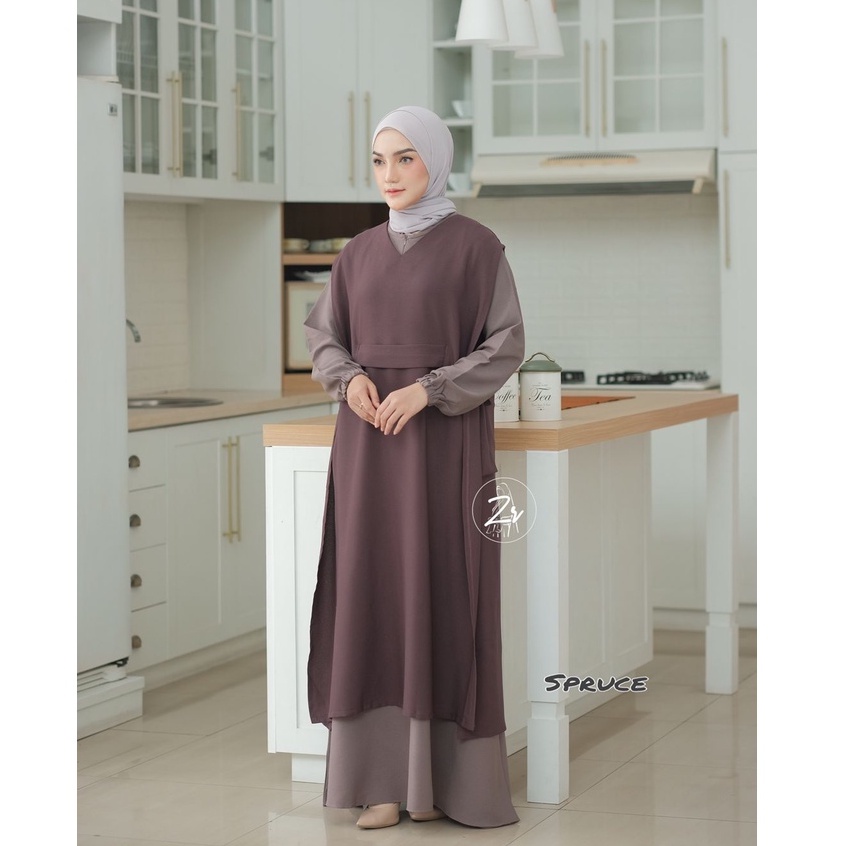 dress Liya klarissa viona ori zr gamis lebaran itycrepe polos plus outhe rempel bahu modis trend selebgram busana muslim wanita terkini