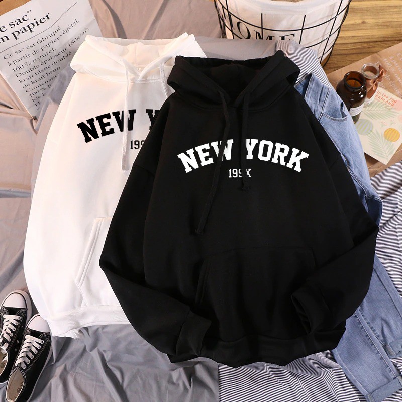 IvannaCollection Sweater Hoodie Wanita NEW YORK 199X Hoodie Couple Pasangan Oversize