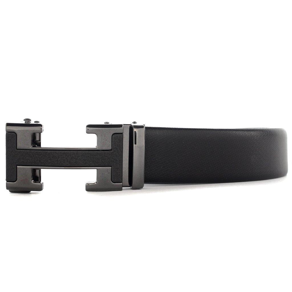 TOKOKOE - Gesper Ikat Pinggang Pria model Rel Ban Pinggang Otomatis Bahan Kulit Jumbo Size - H HZ23 Black