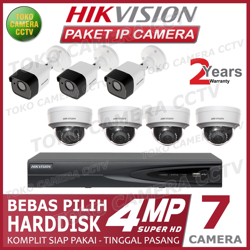 PAKET IP CAMERA HIKVISION 4MP 8 CHANNEL 7 KAMERA