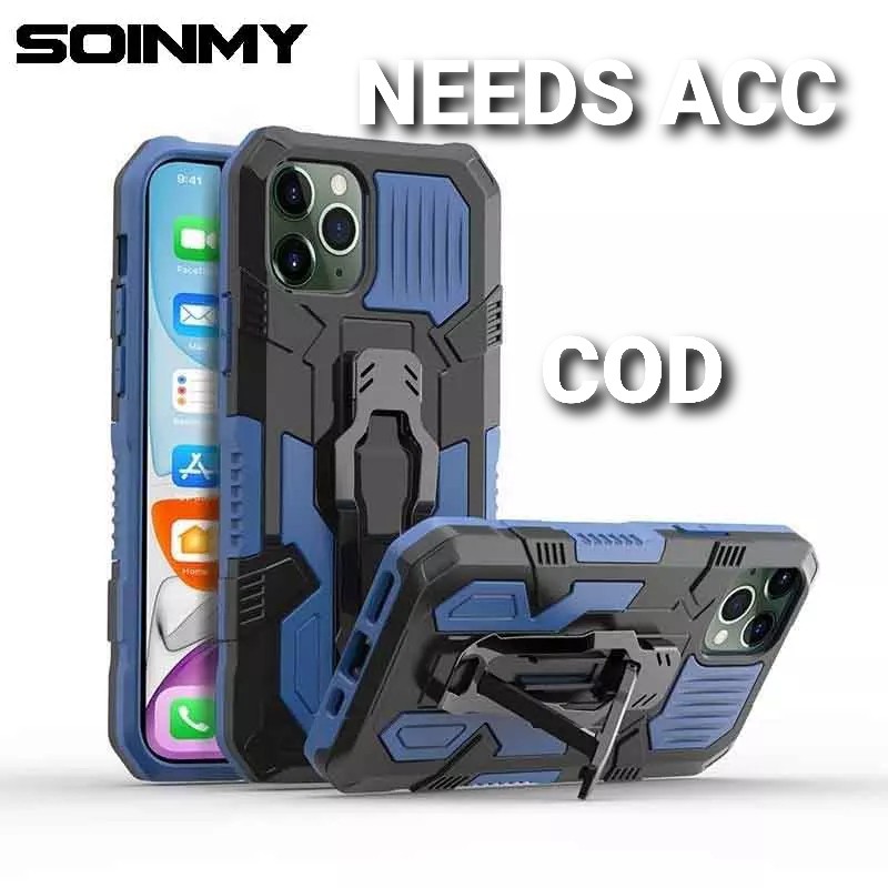 Hard case i-Crystal Case For OPPO A5 2020 with Belt Clip & stan hitam